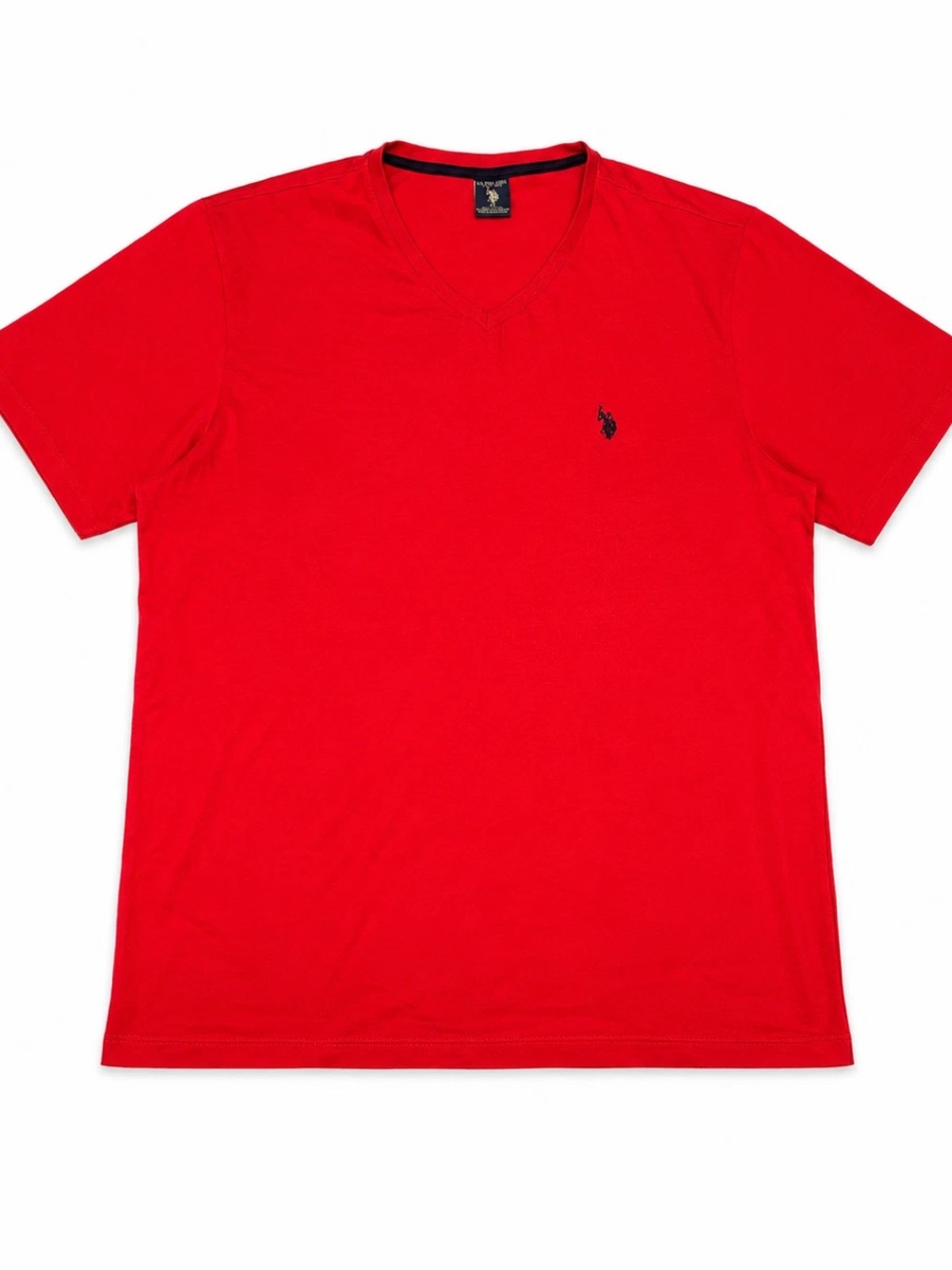 U.S. Polo Assn. Men’s XL Red V-Neck T-Shirt 100% Cotton Embroidered Logo